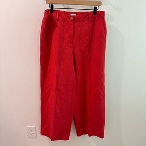 J Jill Linen‎ Blend Wide Leg Pants in Tomato Red Size 12